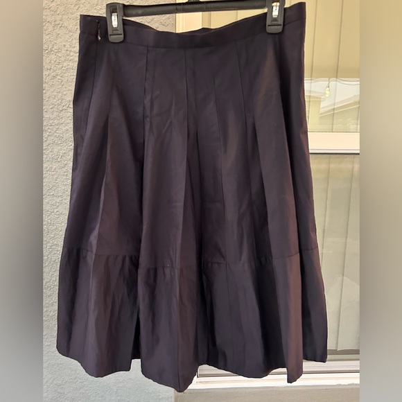 Ann Taylor Dark Navy Blue Poplin Pleated Lined Skirt Size 10 - Picture 2 of 5